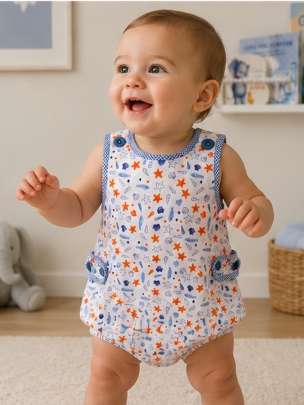 LuLu BeBe Baby Bubble Tropical Fish Gingham 18 Month NWOT